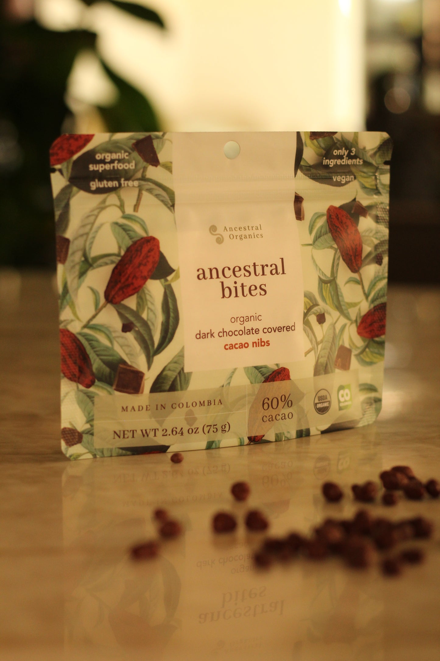 Nibs de Cacao Orgánico con Chocolate Oscuro 60% | Snack Crujiente · Antioxidante · Sin Gluten ni Lácteos
