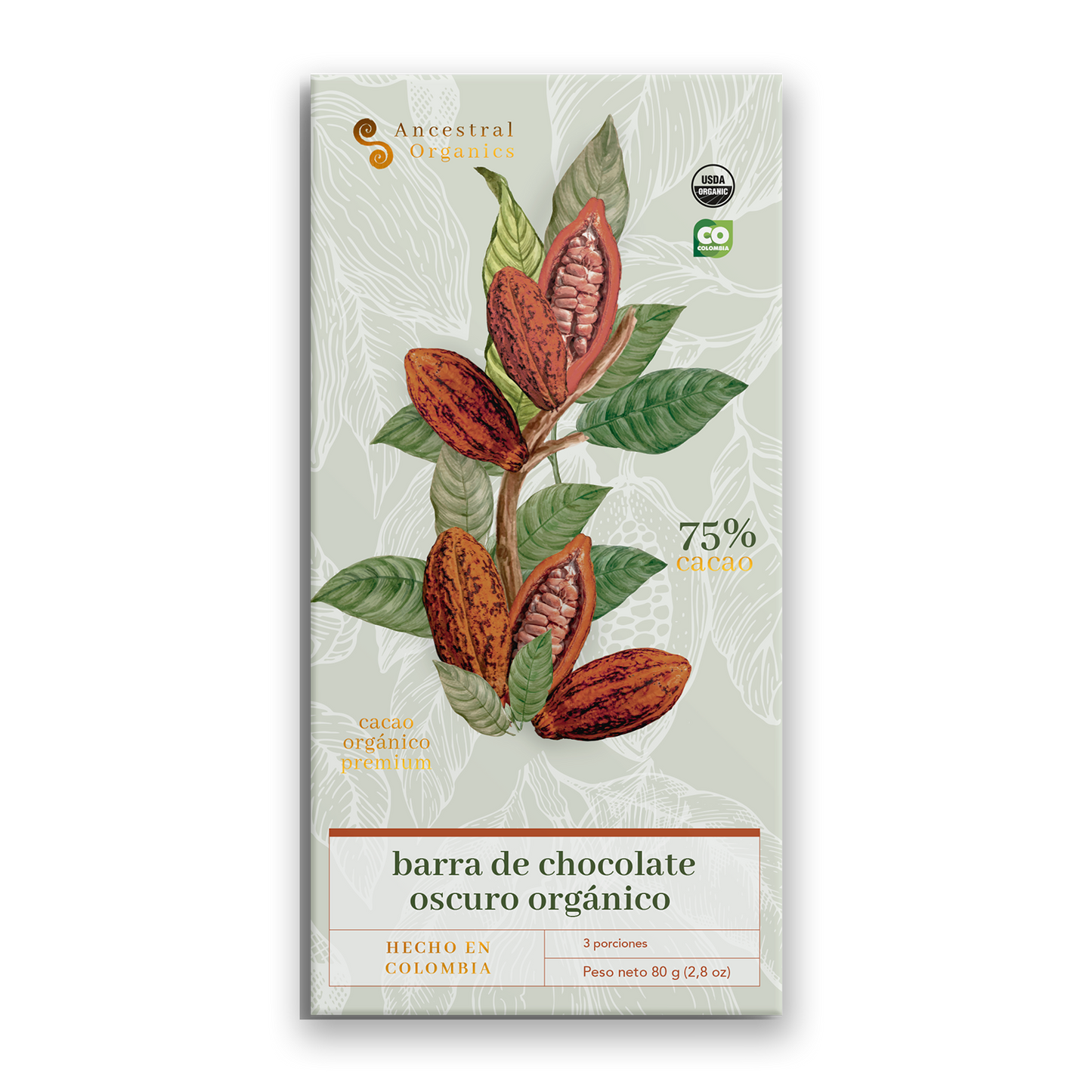 Barra de chocolate oscuro orgánico