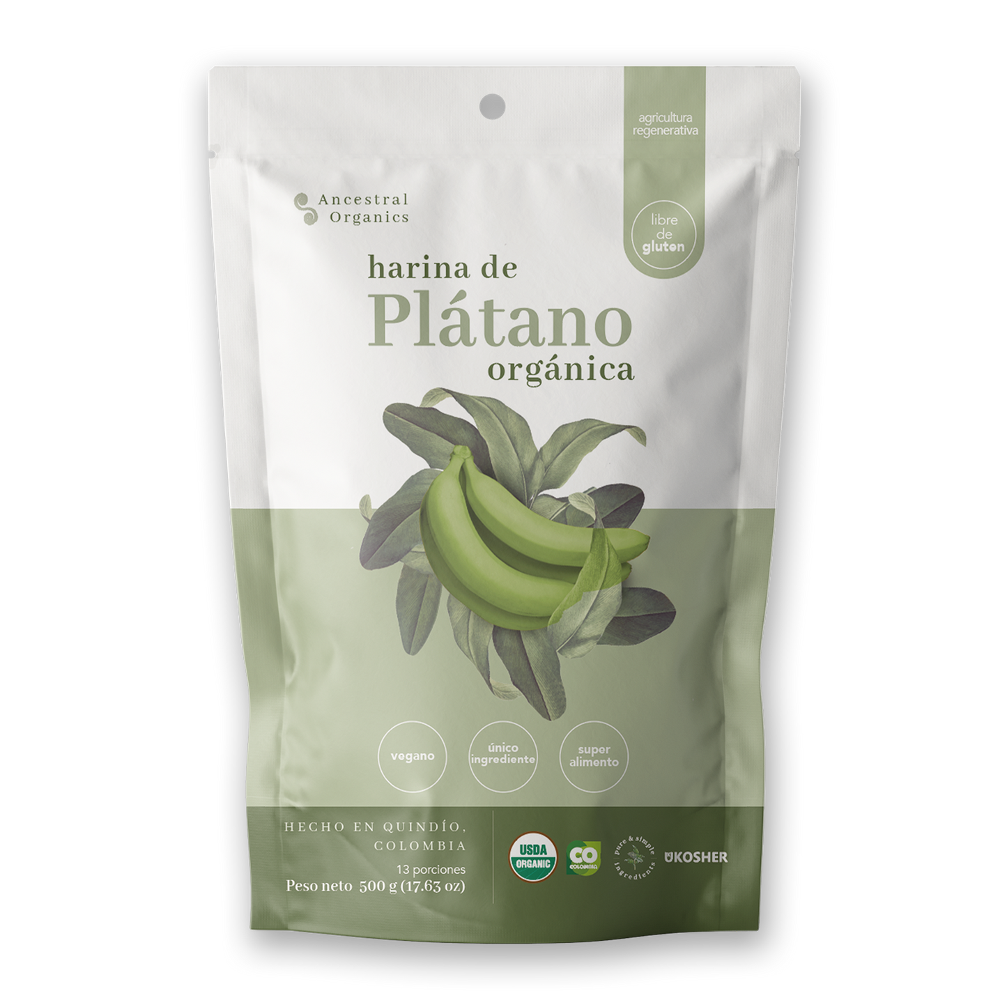 Harina de Plátano Orgánica 500 g | Libre de Gluten · Rica en Fibra· Natural y Regenerativa