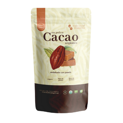 Cacao Orgánico en Polvo con Panela 200 g | Antioxidante · Fuente de Magnesio y Hierro · Sin Gluten ni Lácteos