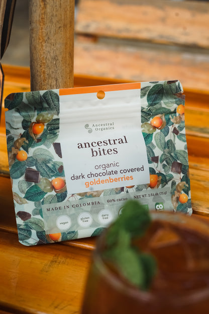 Bites de Uchuva con Chocolate Oscuro 60% | Snack Orgánico · 3 Ingredientes Naturales · Libre de Gluten · Libre de Lácteos · Vegano · Antioxidante y Energizante · 75g