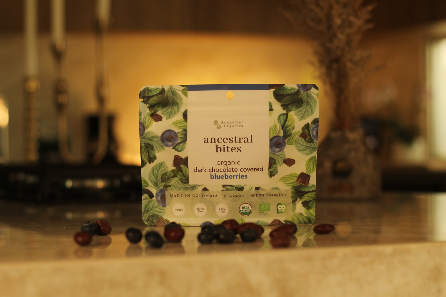 Bites de Arándanos con Chocolate Oscuro 60% | Snack Orgánico · Antioxidante · Sin Gluten ni Lácteos · 75g